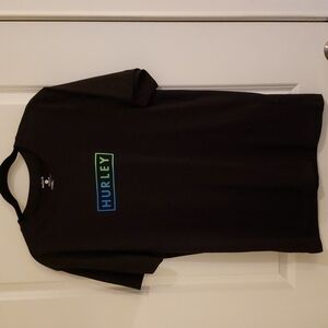 Hurley Men's Black w/Blue & Green Logo Short Sleeve Tee - Size M